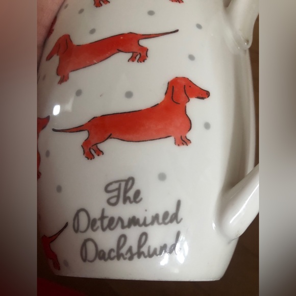 The Determined Dachshund Large Mug Milly Green Designed in Britain White Red - Picture 3 of 15